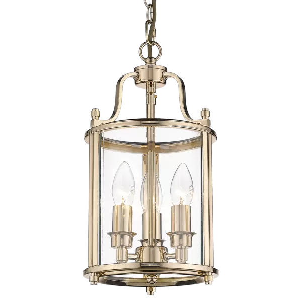 New York 3 Light Lanterns Pendant Ceiling Light Gold, E14