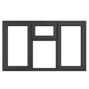 Image of Crystal uPVC Window A Rated Left and Right Hand Side Hung Top Opener over a Fixed Light Centre 1770mm x 1190mm Clear Glazing - Grey