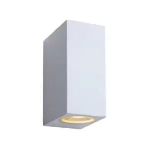 image of Lucide ZoraLed Modern Rectangle Up Down Wall Spotlight Outdoor LED Dim. GU10 2x5W 3000K IP44 White