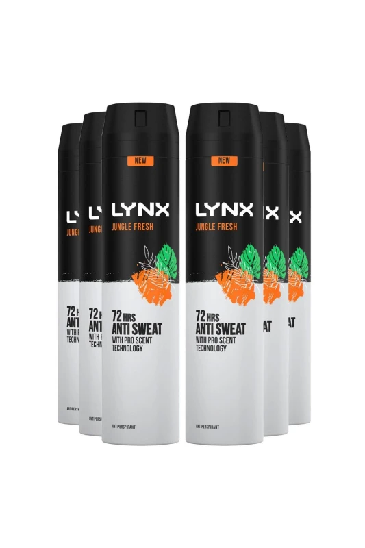 Image of Lynx XXL Jungle Fresh 'Antiperspirant' Deodorant 250ml 6 Pack Orange male