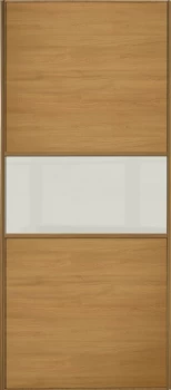 Image of Wickes Sliding Wardrobe Door Fineline Oak Panel and Soft White Glass - 2220 x 610mm