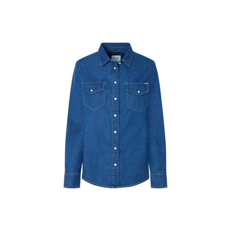 Image of Pepe Jeans Womens denim shirt Pepe Jeans Regular Bleu Female S