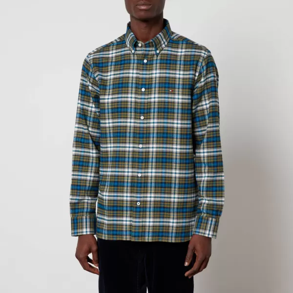 Image of Tommy Hilfiger Mens Brushed Tommy Tartan Small Shirt - Putting Green / Multi - XL