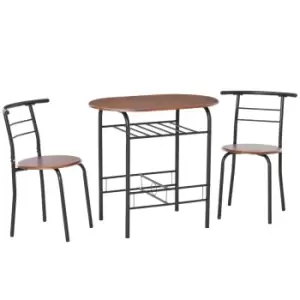 Image of Homcom 3 Piece Bar Table Set 2 Stools Industrial Dining Room With Storage Shelf