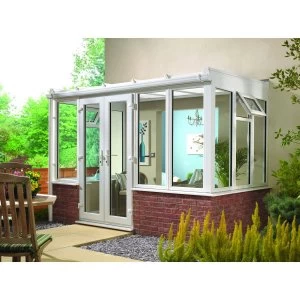 Image of Wickes Lean To Dwarf Wall White Conservatory - 13 x 8 ft