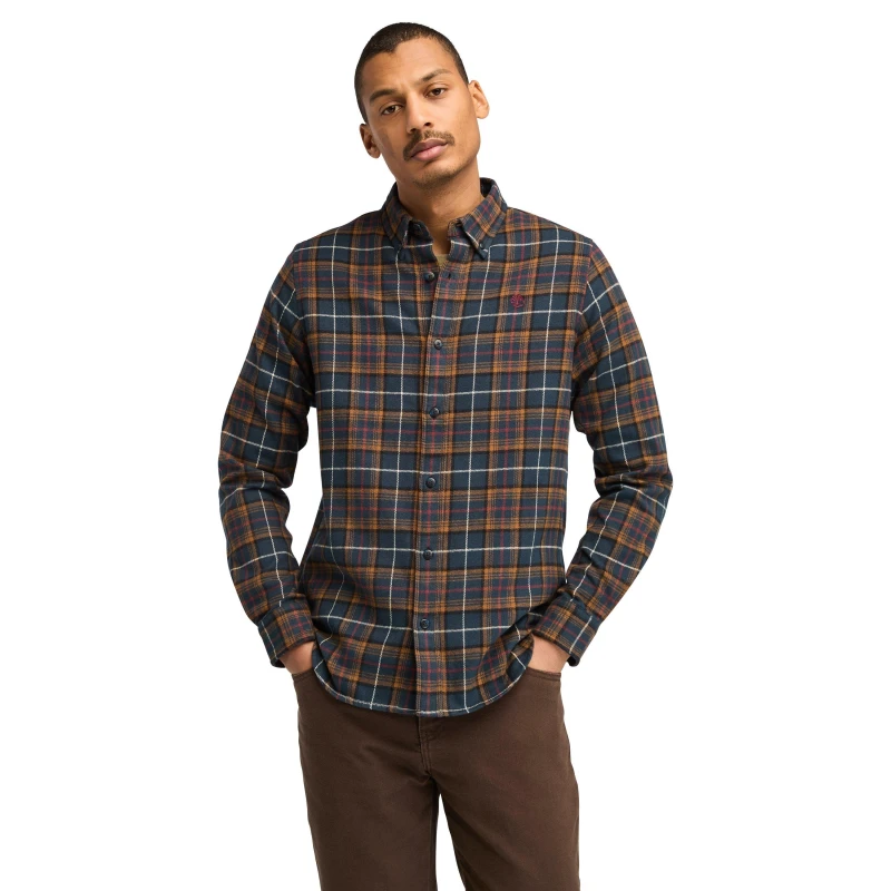 Image of Timberland Timberland Midweight Flannel Check Shirt Dark - Blue Blue L