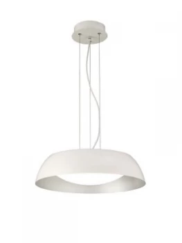 image of Ceiling Pendant Small 18W LED 3000K, 1800lm, Matt White, Silver, White Acrylic