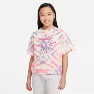 Image of Nike Boxy Tie Dye T Shirt Junior Girls - Multi