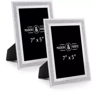 Image of Sparkle Glass Photo Frame 7' x 5' - Set of 2 M&W - Silver