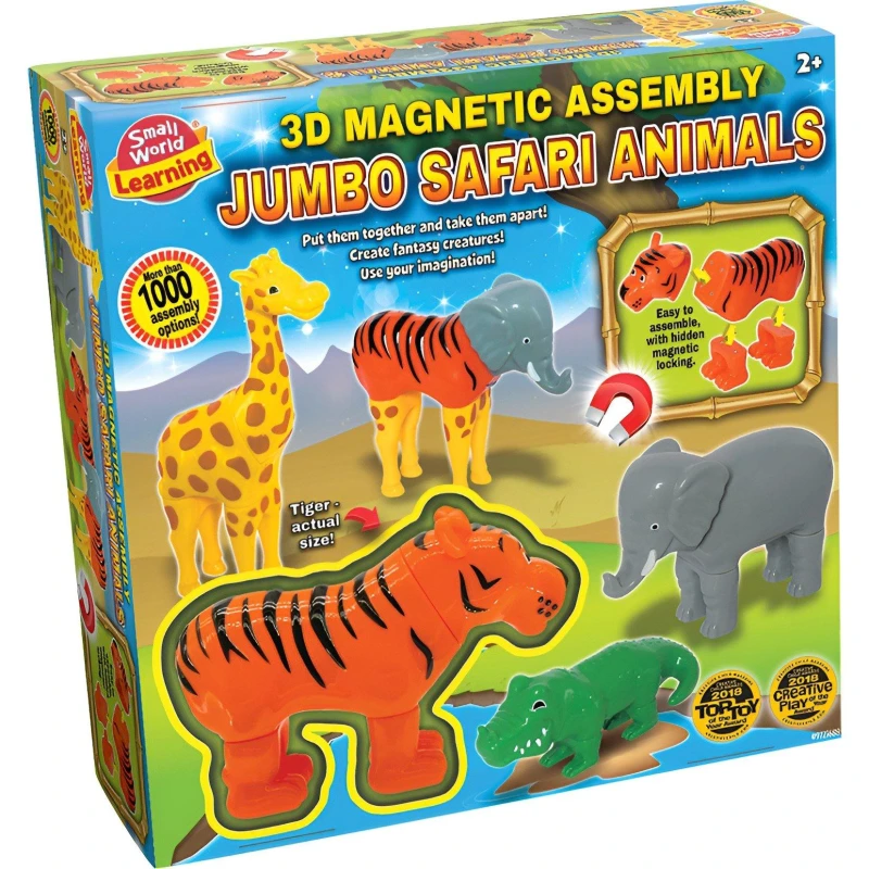 Image of Small World Toys 3D Magnetic Assembly Jumbo Safari Animals Multi unisex One Size