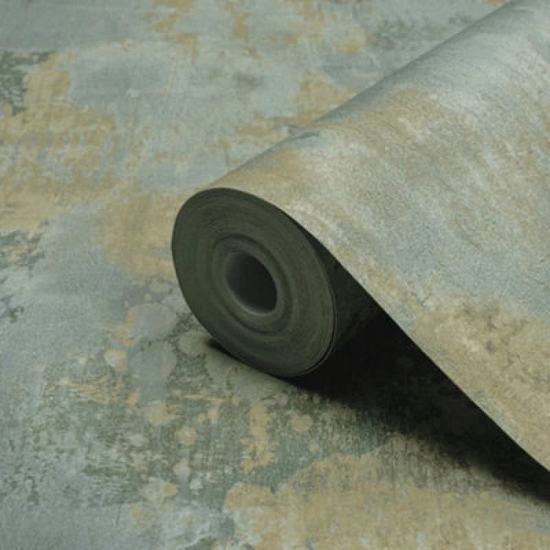 Image of Grandeco Fuch Blue & Green Plaster Effect Contemporary Textured Wallpaper