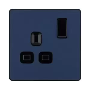 Image of BG Evolve Matt Blue Single Switched 13A Power Socket - PCDDB21B
