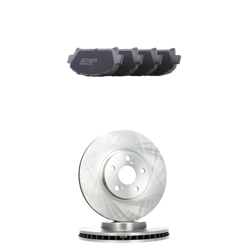 Image of RIDEX 3405B2637 Brake disc and pads set Front Axle, Brake Disc Type: Vented, with acoustic wear warning Brake Set,disc brakes (3405)