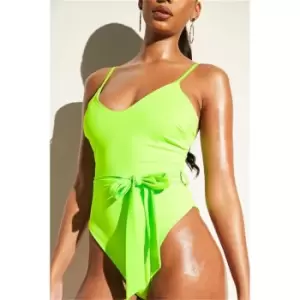 Image of I Saw It First Neon Green Belted High Rise Swimsuit - Green
