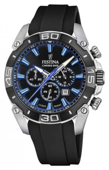 Image of Festina Chronobike 2021 Black Dial Black Silicone Strap Watch