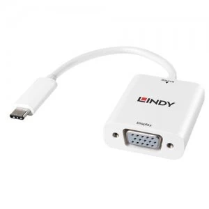 Image of Lindy 43242 video cable adapter 0.17 m VGA (D-Sub) USB Type-C White
