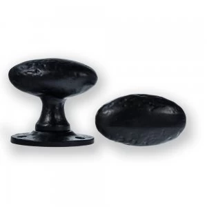 image of LocksOnline Antique Black Oval Rim Door Knob Set