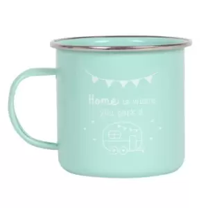 Image of Home is Where You Park it Mint Enamel Mug