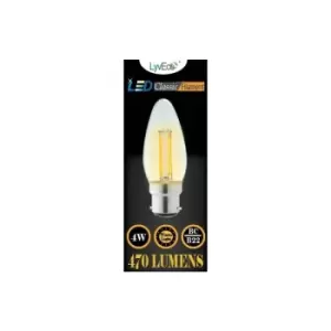 image of Lyveco - BC Candle Clear LED 4 Filament 470 Lumens Dimmable 2700K 4 Watt - 4622