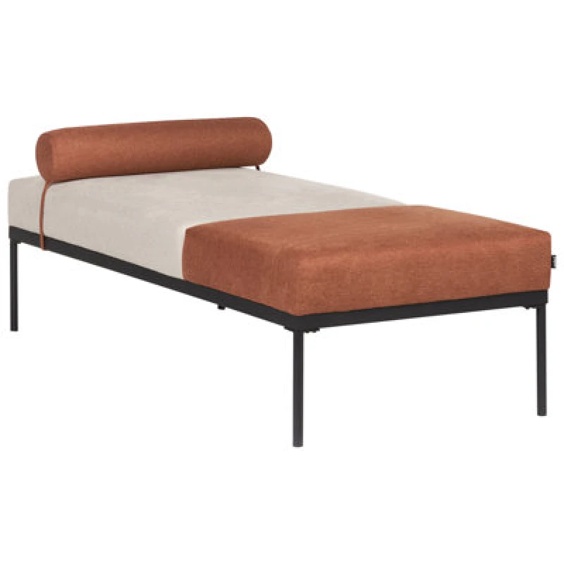 Image of Beliani Chaise Longue Malmos Faux Linen Golden Brown