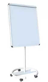 image of Round Base Magnetic Mobile Flip Chart Easel with Dry Wipe Surface - White