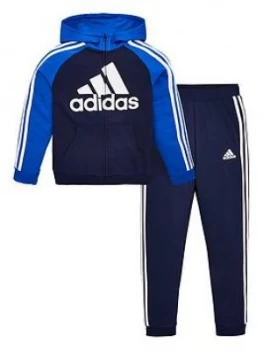 image of Adidas Boys French Terry Tracksuit Jogger Set - Navy