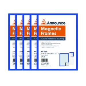 image of Announce Magnetic Frames A4 Blue (Pack of 5) AA07540