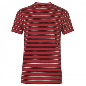 Image of Farah Vintage Farah House Stripe T Shirt - 634 FIRE BRICK
