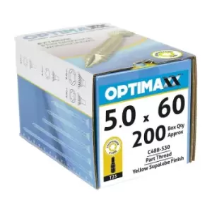 Image of Optimaxx 5 x 60mm Torx Drive Wood Screws - Box of 200 - Yellow