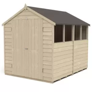 Image of Forest 6 x 4ft Overlap Pressure Treated Apex Shed - Double Door 4 Windows - incl. Installation