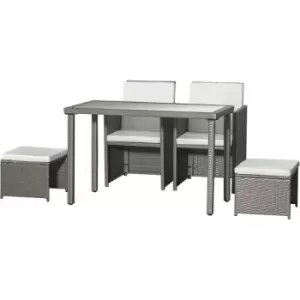Image of Outsunny - 5PCs Rattan Garden Furniture Wicker Weave Sofa Set Table Chair Footrest