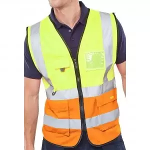 Image of Beeswift Two Tone Executive Waistcoat Saturn Yellow Orange S