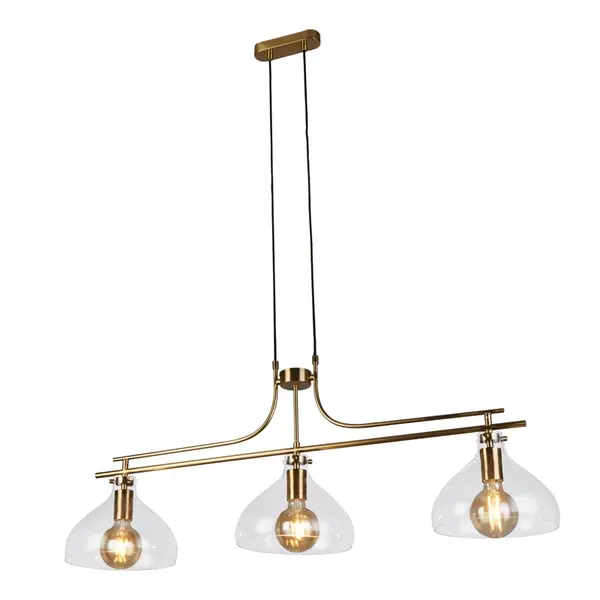 Image of Searchlight Searchlight Margarita 3 Light Glass Ceiling Pendant Light - Satin Brass