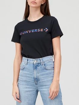 Image of Converse Center Front Icon Classic T-Shirt - Black, Size XS, Women