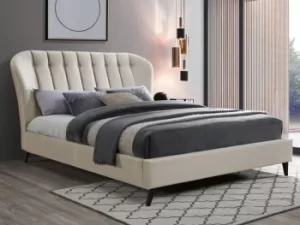 Image of Birlea Elm 4ft Small Double Warm Stone Upholstered Fabric Bed Frame