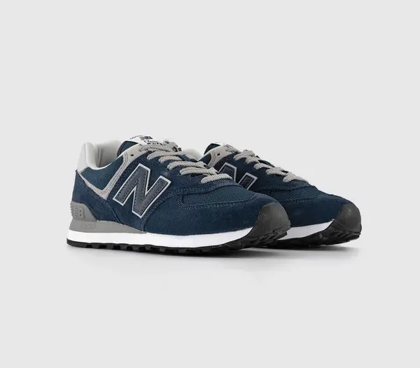 Image of New Balance 574 Trainers Navy Grey Green Leaf Blue, 8.5