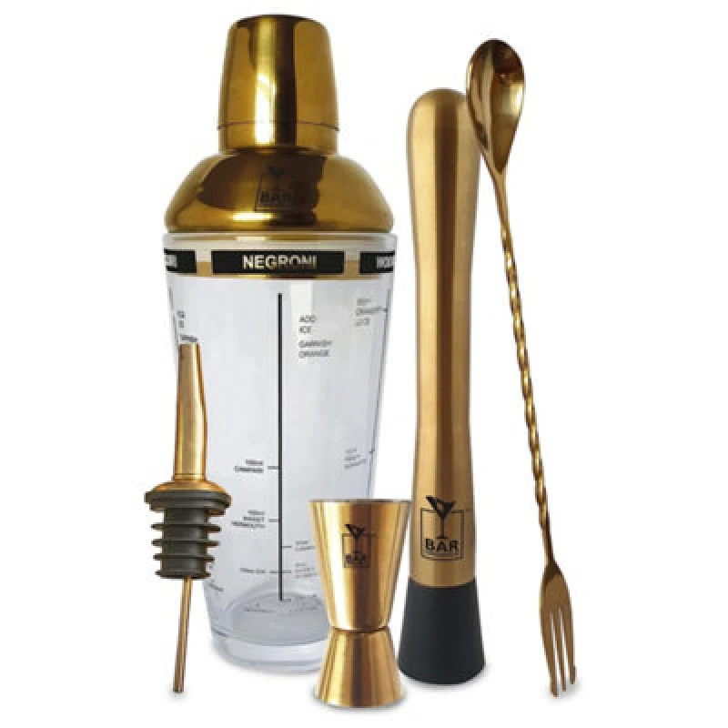Image of Original Products Bar Originale Brass 5 Piece Cocktail Set Gold Gold unisex
