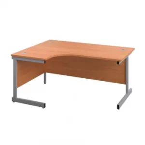 Image of 1600 X 1200 Single Upright Left Hand Radial Desk Beech-Silver