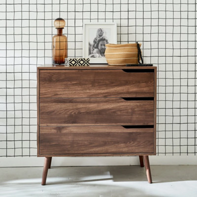 Image of sweeek 3-drawer Chest With Walnut Wood Effect Brown