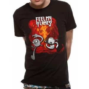 image of Adventure Time - Feel My Flames Mens Small T-Shirt - Black