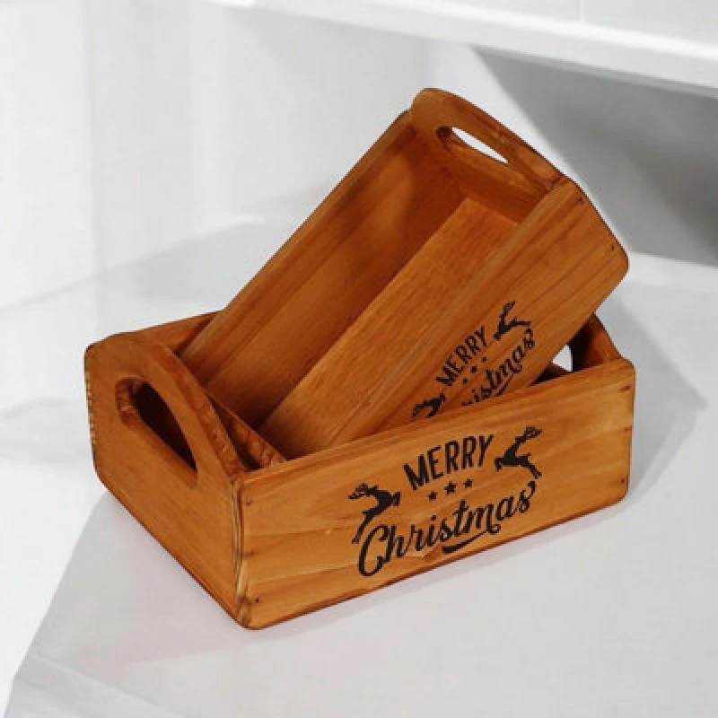 Image of Minster "merry Christmas" - Flower Planters (Set Of 2) - Wood