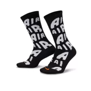 image of Nike Essential Air Crew Socks (1 Pair), Black/Safety Orange, Male, Socks, DR9719-010