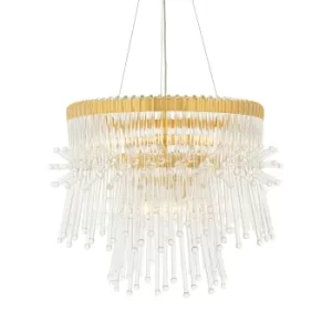 image of Florence 9 Light Ceiling Pendant Polished Gold Plated Finish With Clear Glass