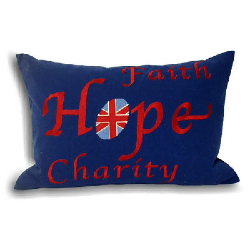 Image of Paoletti Paoletti Faith Printed Text Cushion in Navy Navy One Size Unisex 5025532177384