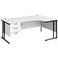 Image of Dams International Right Hand Ergonomic Desk MC18ERP3KWH 1,800 x 1,200 x 725 x 800 - 990 mm