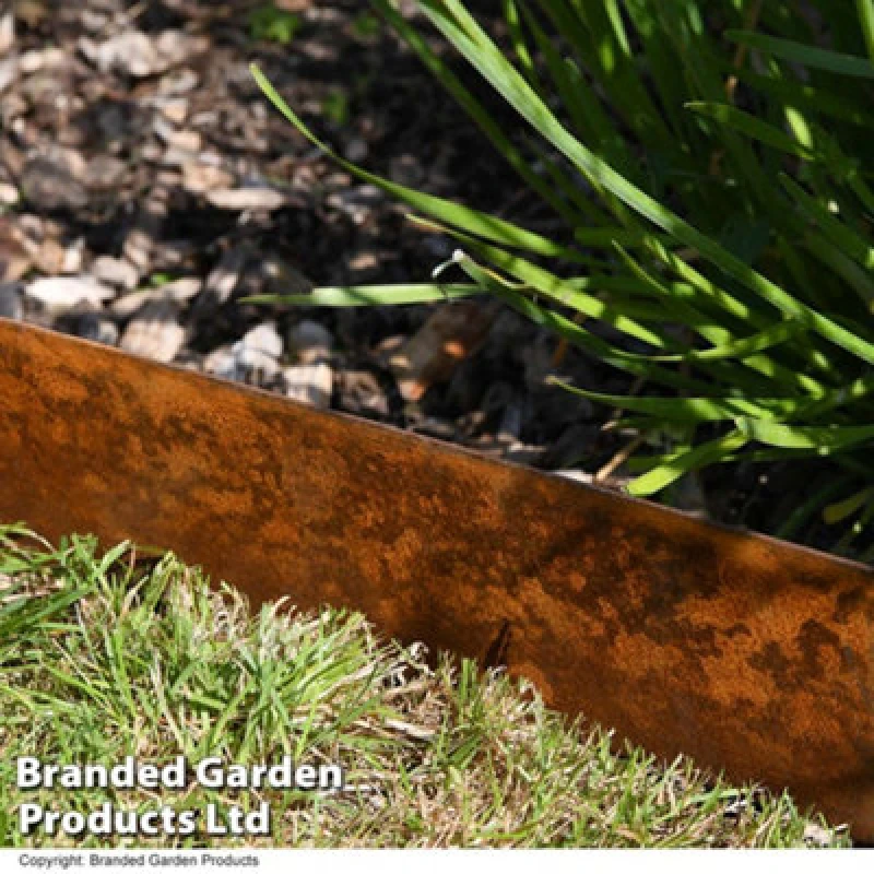 Image of Garden Gear Heavy Duty Metal Border Edging 1M Easy Installation Rustproof Landscaping Flowerbed Pathway (Corten Steel) Set Of 4