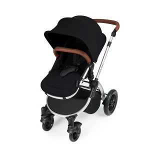 Ickle Bubba Stomp V3 i-Size Travel System with Isofix Base - Black on Silver with Tan Handles