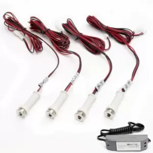 Image of Loops - round LED Plinth Light Kit 4x cool white Spotlights Kitchen Bathroom Floor Panel