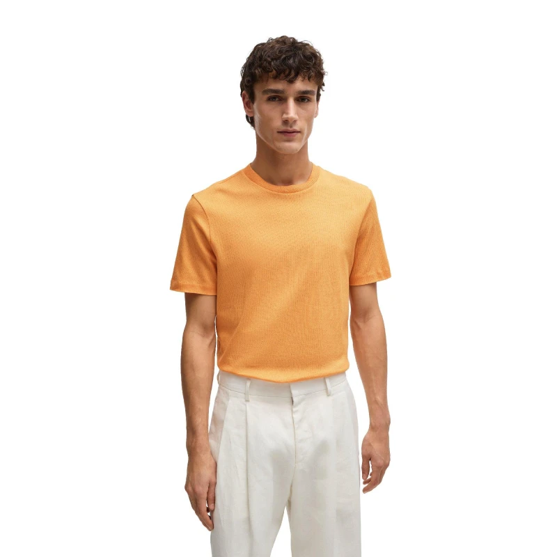 Image of Boss Mens Tiburt Short Sleeve Polo Shirt Medium Orange male S