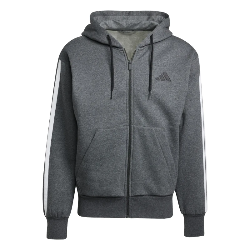 Image of Adidas Full zip hoodie adidas Essentials 3-Stripes Fleece Gris Male XL